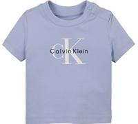 T-Shirt CALVIN KLEIN JEANS "MONOGRAM SS T-SHIRT", Mädchen, Gr. 62, dusky cornflower, Jersey, Obermaterial: 93% Baumwolle, 7% Elasthan, unifarben, regular fit hüftlang, Rundhals, eingesetzt abgesteppte