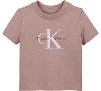 T-Shirt CALVIN KLEIN JEANS "MONOGRAM SS T-SHIRT", Mädchen, Gr. 62, noble rose, Jersey, Obermaterial: 93% Baumwolle, 7% Elasthan, unifarben, regular fit hüftlang, Rundhals, eingesetzt abgesteppte Kante