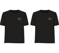T-Shirt CALVIN KLEIN JEANS "MONOLOGO CN 2 PACK TEE", Damen, Gr. M (40), schwarz (schwarz, schwarz), Single Jersey, Obermaterial: 100% Baumwolle, klassisch normal, Rundhals, eingesetzt abgesteppte Kant