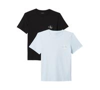 T-Shirt CALVIN KLEIN JEANS "MONOLOGO CN 2 PACK TEE", Damen, Gr. XS (36), plein air, schwarz, Single Jersey, Obermaterial: 100% Baumwolle, klassisch normal, Rundhals, eingesetzt abgesteppte Kante, Shir