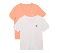 Kurzarmshirt CALVIN KLEIN JEANS "A- Logo VN 2 pack Tee", Damen, Gr. XL (44), just peach, Single Jersey, Obermaterial: 100% Baumwolle, feminin, regular fit normal, V-Ausschnitt, Kurzarm eingesetzt abge