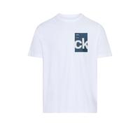 T-Shirt CALVIN KLEIN JEANS "SS 30s EU BH BOX GRAPHIC TEE", Herren, Gr. M, weiß (brilliant weiß), Single Jersey, Obermaterial: 100% Baumwolle, unifarben, normal hüftlang, Rundhals, Shirts T-Shirt, mit