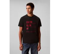 T-Shirt CALVIN KLEIN JEANS "SS 30S EU CALVIN KLEIN NY GRAPHI", Herren, Gr. L, schwarz, Web, Obermaterial: 100% Baumwolle, unifarben, regular fit normal, Rundhals, eingesetzt abgesteppte Kante, Shirts