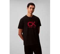Calvin Klein Herren T-Shirt Kurzarm Graphic Tee Rundhalsausschnitt, Schwarz (Black), XL