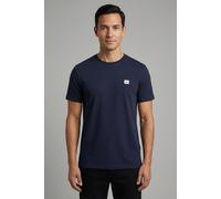 T-Shirt CALVIN KLEIN JEANS "SS BADGE 30S JERSEY CLASSIC TEE", Herren, Gr. M, maritime blau, Single Jersey, Obermaterial: 100% Baumwolle, unifarben, regular fit normal, Rundhals, eingesetzt abgesteppte