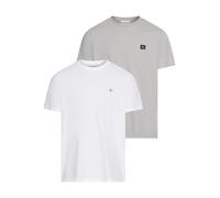 T-Shirt CALVIN KLEIN JEANS "SS BADGE TEE 2 PACK", Herren, Gr. S, weiß (hellweiß, formal gray), Single Jersey, Obermaterial: 100% Baumwolle, klassisch normal, Rundhals, eingesetzt abgesteppte Kante, Sh
