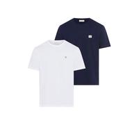 T-Shirt CALVIN KLEIN JEANS "SS BADGE TEE 2 PACK", Herren, Gr. XL, maritime navy, hellweiß, Single Jersey, Obermaterial: 100% Baumwolle, unifarben, regular fit normal, Rundhals, eingesetzt abgesteppte