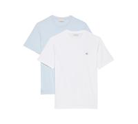T-Shirt CALVIN KLEIN JEANS "SS BADGE TEE 2 PACK", Herren, Gr. XXL, hellweiß, plein air, Single Jersey, Obermaterial: 100% Baumwolle, regular fit normal, Rundhals, eingesetzt abgesteppte Kante, Shirts