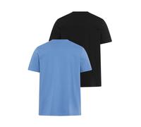 T-Shirt CALVIN KLEIN JEANS "SS BADGE TEE 2 PACK", Herren, Gr. XXL, schwarz, dull nile blau, Single Jersey, Obermaterial: 100% Baumwolle, regular fit normal, Rundhals, eingesetzt abgesteppte Kante, Shi