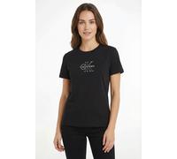 T-Shirt CALVIN KLEIN JEANS "SS CLASSIC FOIL MONOLOGO TEE", Damen, Gr. M, schwarz, Web, Obermaterial: 100% Baumwolle, regular fit normal, Rundhals, eingesetzt abgesteppte Kante, Shirts T-Shirt, Mit Met