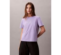 T-Shirt CALVIN KLEIN JEANS "SS CLASSIC FOIL MONOLOGO TEE", Damen, Gr. XL (44), soft lavender, Web, Obermaterial: 100% Baumwolle, unifarben, regular fit normal, Rundhals, eingesetzt abgesteppte Kante, 