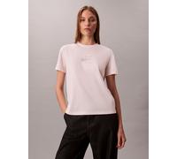 T-Shirt CALVIN KLEIN JEANS "SS CLASSIC FOIL MONOLOGO TEE", Damen, Gr. XXL (46), tender blush, Web, Obermaterial: 100% Baumwolle, unifarben, regular fit normal, Rundhals, eingesetzt abgesteppte Kante,
