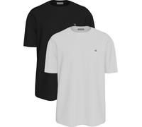 T-Shirt CALVIN KLEIN JEANS "SS CLASSIC MONOGRAM TEE 2PK", Jungen, Gr. S, weiß (schwarz, hellweiß), Web, Obermaterial: 100% Baumwolle, unifarben, regular fit normal, Rundhals, eingesetzt abgesteppte Ka