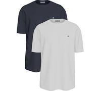 T-Shirt CALVIN KLEIN JEANS "SS CLASSIC MONOGRAM TEE 2PK", Jungen, Gr. XL, weiß (schwarz sapphire, hellweiß), Web, Obermaterial: 100% Baumwolle, unifarben, regular fit normal, Rundhals, eingesetzt abge