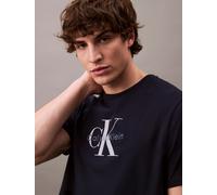 T-Shirt CALVIN KLEIN JEANS "SS Hero Monologo Tee 20s", Herren, Gr. L, schwarz sapphire, Web, Obermaterial: 100% Baumwolle, unifarben, lässig geschnitten normal, Rundhals, eingesetzt abgesteppte Kante,