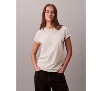 Calvin Klein Damen T-Shirt Kurzarm Archive Jersey Tee mit Rundhalsausschnitt, Beige (Vanila Heather), XXS