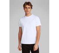 T-Shirt CALVIN KLEIN JEANS "SS SMOOTH CTTN SOLID CREWNK TEE", Herren, Gr. S, weiß (brilliant weiß), Single Jersey, Obermaterial: 100% Baumwolle, Basic, normal hüftlang, Rundhals, Kurzarm abgesteppt, S