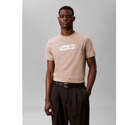 T-Shirt CALVIN KLEIN, Jungen, Gr. S, roasted cashew, Jersey, Obermaterial: 100% Baumwolle, unifarben, regular fit normal, Rundhals, abgesteppte Kante, Shirts T-Shirt, Reine Baumwolle, Regular Fit, Gla