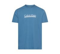 T-Shirt CALVIN KLEIN "SS 30s E SPRTSWR 2 G", Damen, Gr. XL, blau (blausteel), Single Jersey, Obermaterial: 100% Baumwolle, unifarben, regular fit hüftlang, Rundhals, Shirts T-Shirt, mit Logo-Schriftzu
