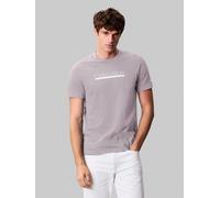 T-Shirt CALVIN KLEIN "SS 30s E SPRTSWR 2 G", Damen, Gr. XXL, grau (steeple gray), Single Jersey, Obermaterial: 100% Baumwolle, unifarben, regular fit hüftlang, Rundhals, Shirts T-Shirt, mit Logo-Schri