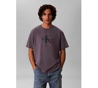 T-Shirt CALVIN KLEIN "SS Hero Monologo Tee 20s", Herren, Gr. XL, grau (grisaille), Web, Obermaterial: 100% Baumwolle, lässig geschnitten normal, Rundhals, eingesetzt abgesteppte Kante, Shirts T-Shirt,