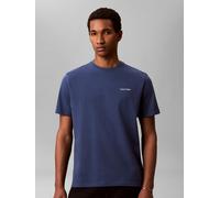 T-Shirt CALVIN KLEIN "SS MICRO LOGO CREWNECK TEE", Herren, Gr. XL, blau (schwarz denim), Web, Obermaterial: 100% Baumwolle, klassisch normal, Rundhals, eingesetzt abgesteppte Kante, Shirts T-Shirt, Re