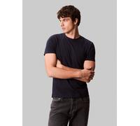 T-Shirt CALVIN KLEIN "SS STRETCH COTTON SLIM TEE", Herren, Gr. XXL, blau (schwarz sapphire), Single Jersey, Obermaterial: 95% Baumwolle, 5% Elasthan, unifarben, slim fit normal, Rundhals, eingesetzt a