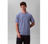 T-Shirt CALVIN KLEIN "SS STRETCH PIQUE NANO EASY TEE", Herren, Gr. L, blau (dusty sailor blau), Piqué, Obermaterial: 95% Baumwolle, 5% Elasthan, unifarben, regular fit normal, Rundhals, eingesetzt abg