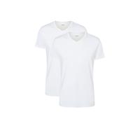 Camano Herren T-Shirt Comfort 2er-Pack V-Ausschnitt Weiß Gr. S