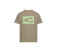 T-Shirt CAMEL ACTIVE, Damen, Gr. 3XL, khaki, Jersey, Obermaterial: 100% Baumwolle, bedruckt, normal hüftbedeckend, Rundhals, Shirts T-Shirt, mit Logo-Print (42171469-XXXL) khaki
