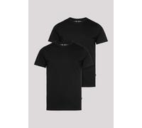 T-Shirt CAMP DAVID, Damen, Gr. L, schwarz, Single Jersey, Obermaterial: 100% Baumwolle, unifarben, gerade hüftbedeckend, Rundhals, Shirts T-Shirt, im 2er Pack mit Rundhals (73604163-L) schwarz