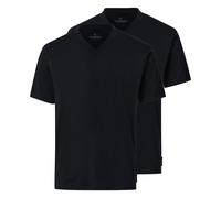 Casa Moda T-Shirt Doppelpack 092600 Kurzarm V-Ausschnitt 100% Baumwolle Schwarz Größe M