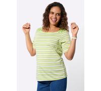 T-Shirt CASUAL LOOKS "Shirt-Set", Damen, Gr. 40, pistazie, pistazie, weiß, geringelt, 100% Baumwolle, gemustert, unifarben, eckiger Ausschnitt, Shirts T-Shirt (15065755-40) pistazie, pistazie, weiß, g
