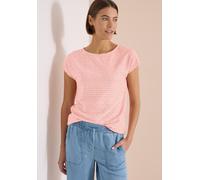 T-Shirt CECIL, Damen, Gr. 3XL, coral, Stoff, 65% Polyester, 35% Viskose, gestreift, normal normal, U-Boot-Ausschnitt, abgesteppt, Shirts T-Shirt, mit feinen Streifen (83091764-XXXL) coral