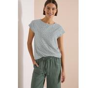T-Shirt CECIL, Damen, Gr. 3XL, jungle grün, Stoff, 65% Polyester, 35% Viskose, gestreift, normal normal, U-Boot-Ausschnitt, abgesteppt, Shirts T-Shirt, mit feinen Streifen (42144221-XXXL) jungle grün