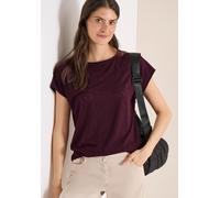 T-Shirt CECIL, Damen, Gr. 3XL, sweet grape rot, Stoff, 62% Polyester, 33% Viskose, 5% Elasthan, Strukturmuster, comfort fit normal, U-Boot-Ausschnitt, abgesteppt, Shirts T-Shirt, mit U-Boot-Ausschnitt