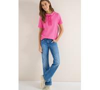 Kurzarmshirt CECIL, Damen, Gr. L (42), beetroot pink, Jersey, Obermaterial: 75% Baumwolle, 23% Polyester, 2% Elasthan, unifarben, normal hüftbedeckend, Rundhals, Shirts Kurzarmshirt, in Two-Tone-Optik