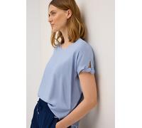 T-Shirt CECIL, Damen, Gr. L (42), blau (mountain blau), Web, Obermaterial: 100% Viskose, unifarben, normal hüftbedeckend, V-Ausschnitt, Shirts T-Shirt, Blusenshirt mit gerundetem V-Ausschnitt (1220473