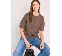 T-Shirt CECIL, Damen, Gr. L (42), braun (urban taupe), Web, 48% Baumwolle, 48% Modal, 4% Elasthan, unifarben, comfort fit normal, Rundhals, Bündchen, Shirts T-Shirt, Rundhalsausschnitt (85272560-L) ur