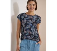 Cecil Damen Kurzarm Shirt mit Boat Neck und Raffung in Blau, Gr: L