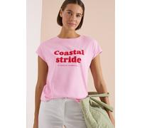 Kurzarmshirt CECIL, Damen, Gr. L (42), light blush rose, Jersey, Obermaterial: 50% Baumwolle, 50% Modal, bedruckt, normal hüftbedeckend, U-Boot-Ausschnitt, abgesteppte Kante, Shirts, Sommershirt mit B