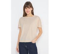 Kurzarmshirt CECIL, Damen, Gr. L (42), pearl beige, Jersey, Obermaterial: 50% Baumwolle, 50% Modal, bedruckt, normal hüftbedeckend, Rundhals, Shirts, Rundhals mit Folienprint (79667547-L) pearl beige
