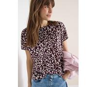 T-Shirt CECIL, Damen, Gr. L (42), rich burgundy, Jersey, Obermaterial: 65% Viskose, 35% Polyester, regular fit normal, U-Boot-Ausschnitt, Shirts T-Shirt, mit All-Over Print (90362466-L)