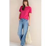 T-Shirt CECIL, Damen, Gr. M (40), beetroot pink, Web, 48% Baumwolle, 48% Modal, 4% Elasthan, unifarben, comfort fit normal, U-Boot-Ausschnitt, abgesteppt, Shirts T-Shirt, im soften Baumwoll-Mix (18008