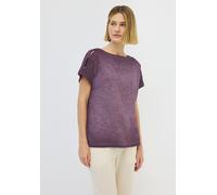 T-Shirt CECIL, Damen, Gr. M (40), rot (mulberry rot), Web, 100% Baumwolle, unifarben, comfort fit normal, U-Boot-Ausschnitt, Umschlagbund, Shirts T-Shirt, aus reiner Baumwolle (75072469-M) mulberry ro