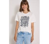 T-Shirt CECIL, Damen, Gr. M (40), weiß (vanilleweiß), Jersey, Obermaterial: 100% Baumwolle, normal normal, Rundhals, Shirts T-Shirt, Dezenter Animal- Druck (66785260-M) vanilleweiß