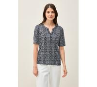 T-Shirt CECIL, Damen, Gr. S (38), blau (universal blau), Web, 50% Modal, 50% Baumwolle, bedruckt, normal normal, Rundhals, Bündchen, Shirts T-Shirt, im soften Baumwoll-Mix (70984807-S) universal blau