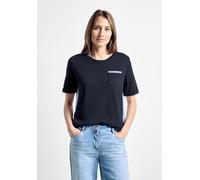 T-Shirt CECIL, Damen, Gr. S (38), blau (universal blau), Web, Vorderseite: 50% Modal, 50% Baumwolle; Rückseite: 100% Baumwolle, unifarben, gerade hüftlang, Rundhals, Bündchen, Shirts T-Shirt, aus soft