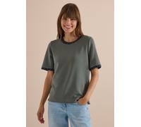 T-Shirt CECIL, Damen, Gr. S (38), dried olive grün, Stoff, 47% Modal, 45% Polyester, 8% Elasthan, comfort fit normal, Rundhals, Bündchen, Shirts T-Shirt, aus elastischem Materialmix (44686749-S) dried