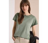 T-Shirt CECIL, Damen, Gr. S (38), khaki, Web, 100% Baumwolle, meliert, comfort fit normal, U-Boot-Ausschnitt, normaler Saum, Shirts T-Shirt, mit U-Boot-Ausschnitt (66823755-S) khaki